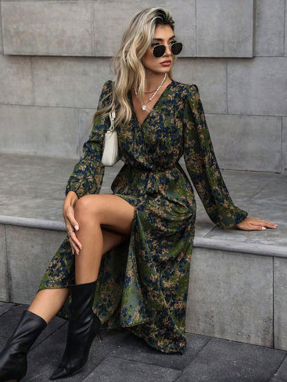 Floral Long Sleeve Midi Dress