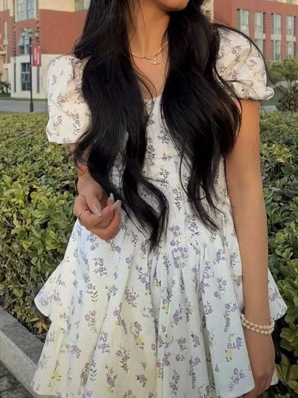 Floral Sweetheart Tiered Mini Dress