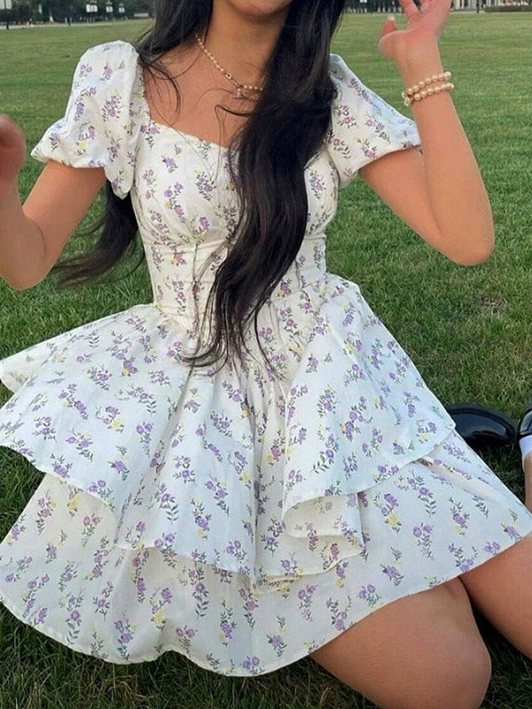 Floral Sweetheart Tiered Mini Dress