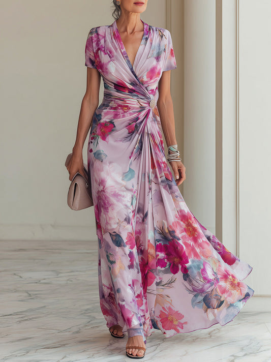 Floral Ruched Maxi Dress