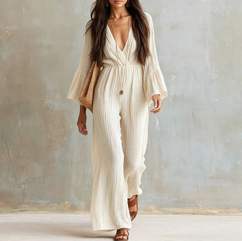 Gauze Wide Leg Jumpsuit