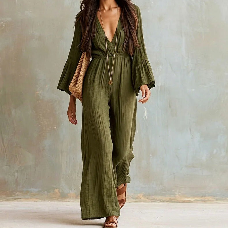 Gauze Wide Leg Jumpsuit