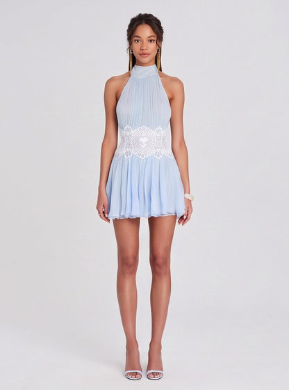 Halter Lace Waist Backless Romper