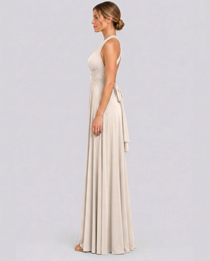 Halter Pleated Crossover Maxi Dress