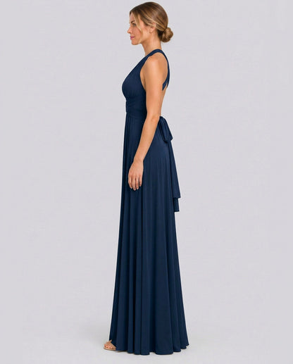 Halter Pleated Crossover Maxi Dress