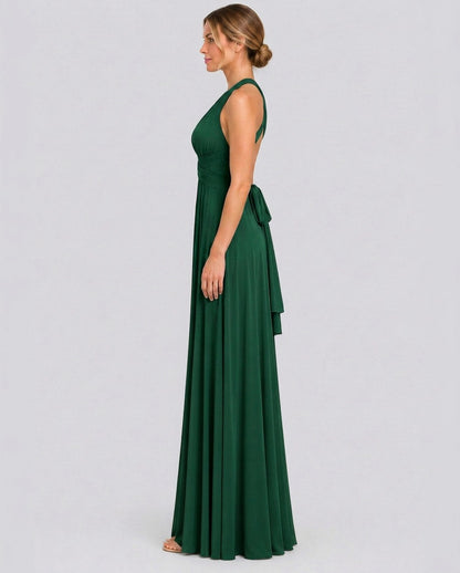 Halter Pleated Crossover Maxi Dress