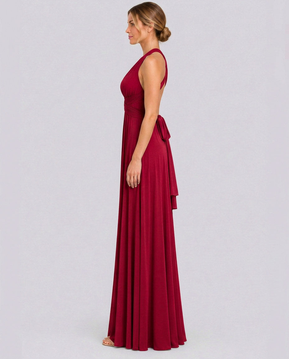 Halter Pleated Crossover Maxi Dress