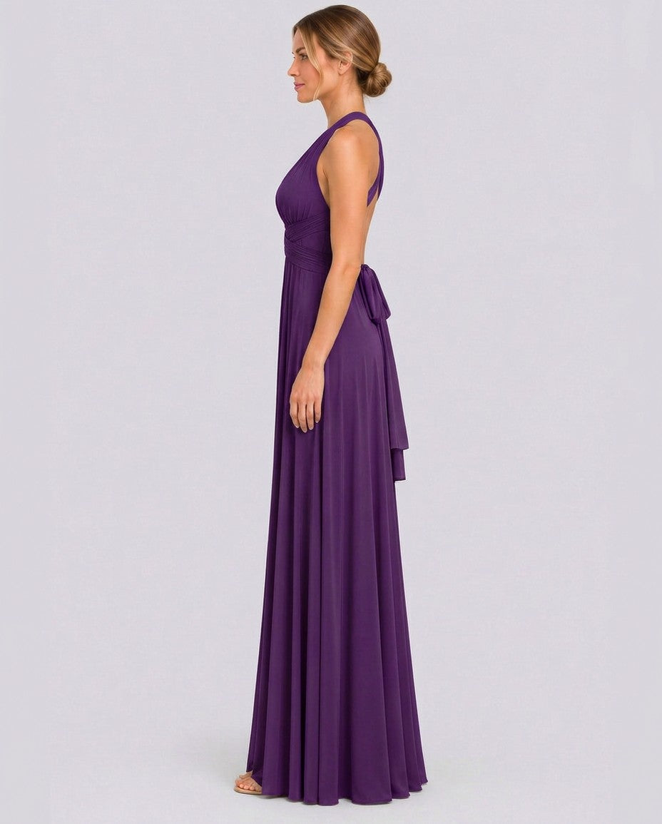 Halter Pleated Crossover Maxi Dress
