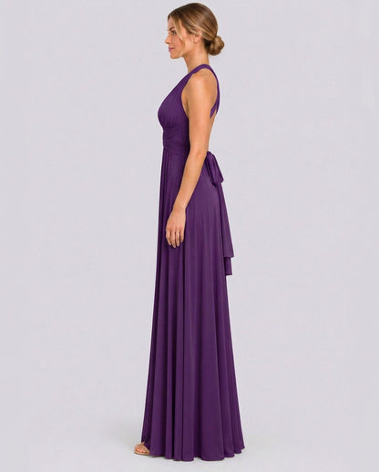 Halter Pleated Crossover Maxi Dress