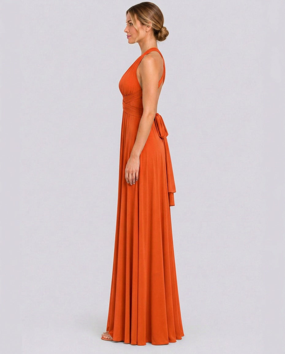 Halter Pleated Crossover Maxi Dress