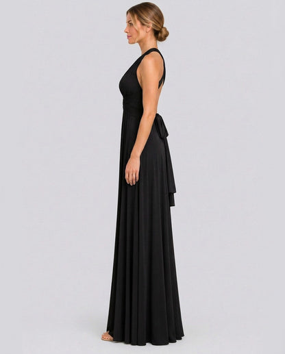 Halter Pleated Crossover Maxi Dress