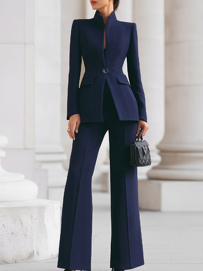 High Neck Blazer Two Piece Set