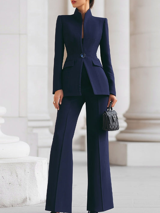 High Neck Blazer Two Piece Set