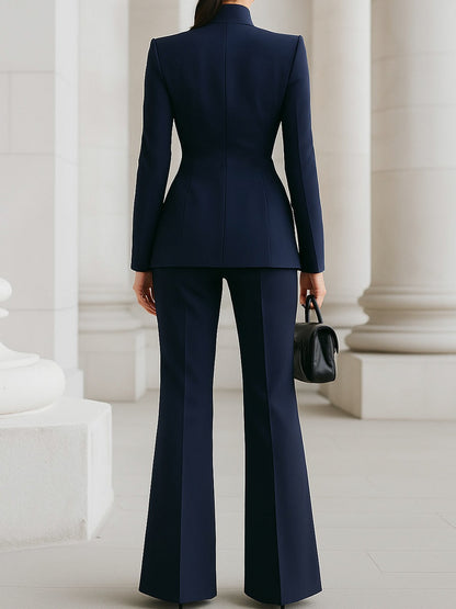 High Neck Blazer Two Piece Set