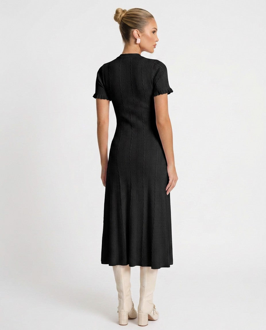 Knit Button Front Midi Dress