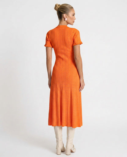 Knit Button Front Midi Dress