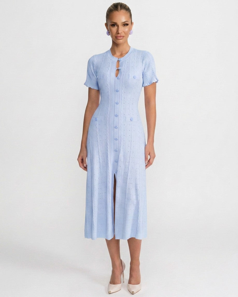 Knit Button Front Midi Dress