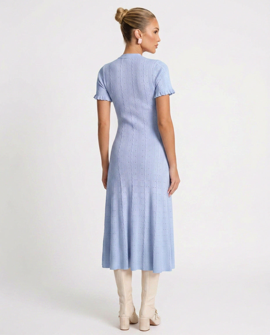 Knit Button Front Midi Dress