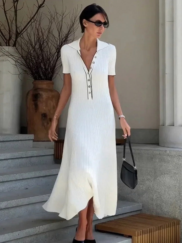 Knit Button Front Midi Dress