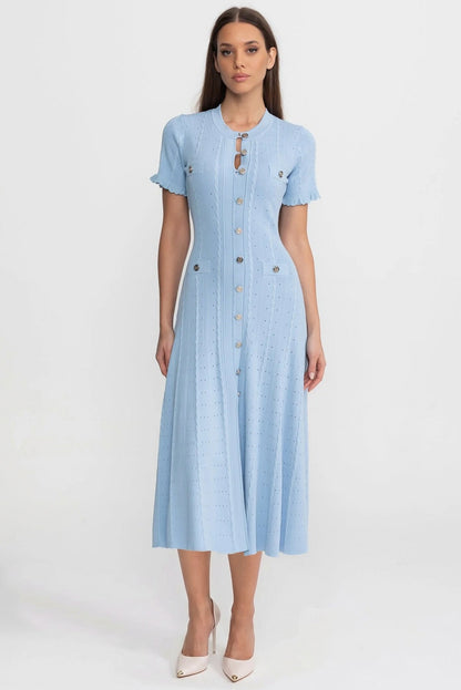 Knit Button Front Midi Dress