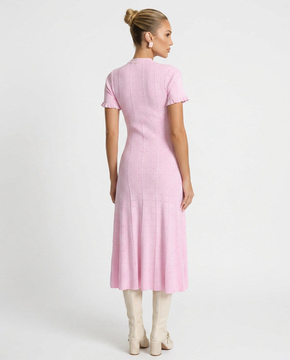 Knit Button Front Midi Dress