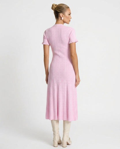 Knit Button Front Midi Dress
