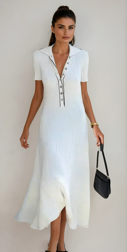 Knit Button Front Midi Dress