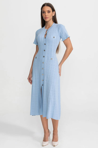 Knit Button Front Midi Dress