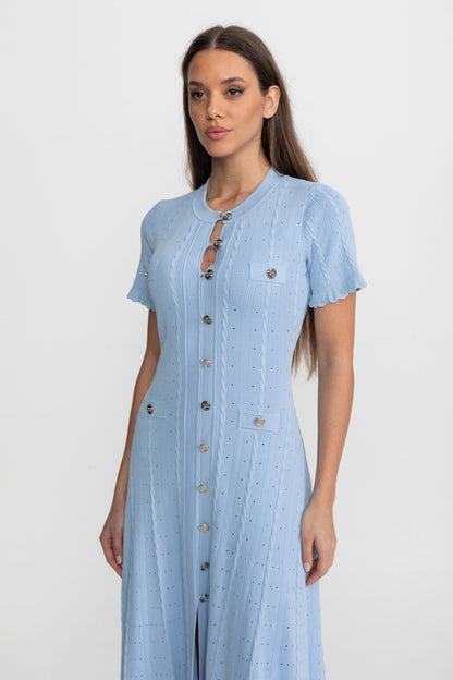 Knit Button Front Midi Dress
