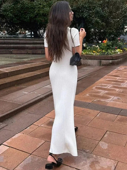 Knit Button Front Midi Dress