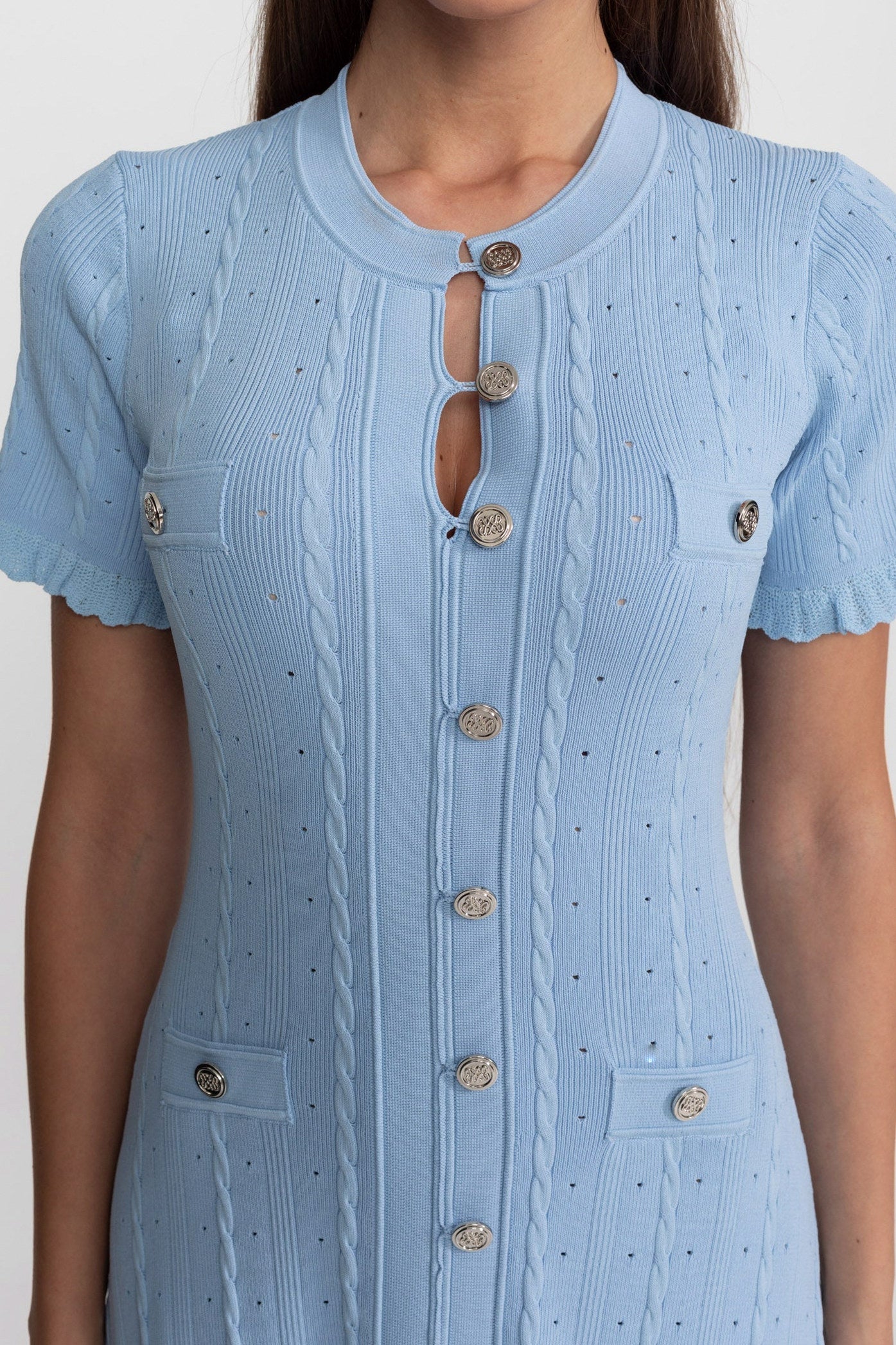 Knit Button Front Midi Dress