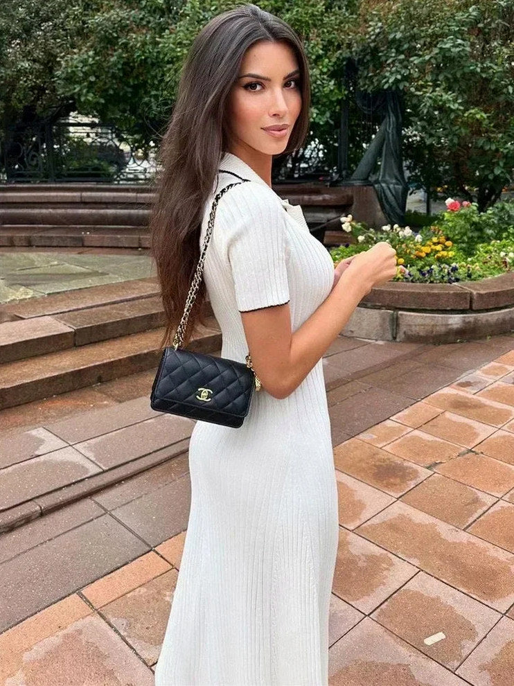 Knit Button Front Midi Dress