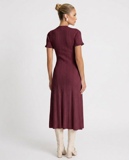 Knit Button Front Midi Dress