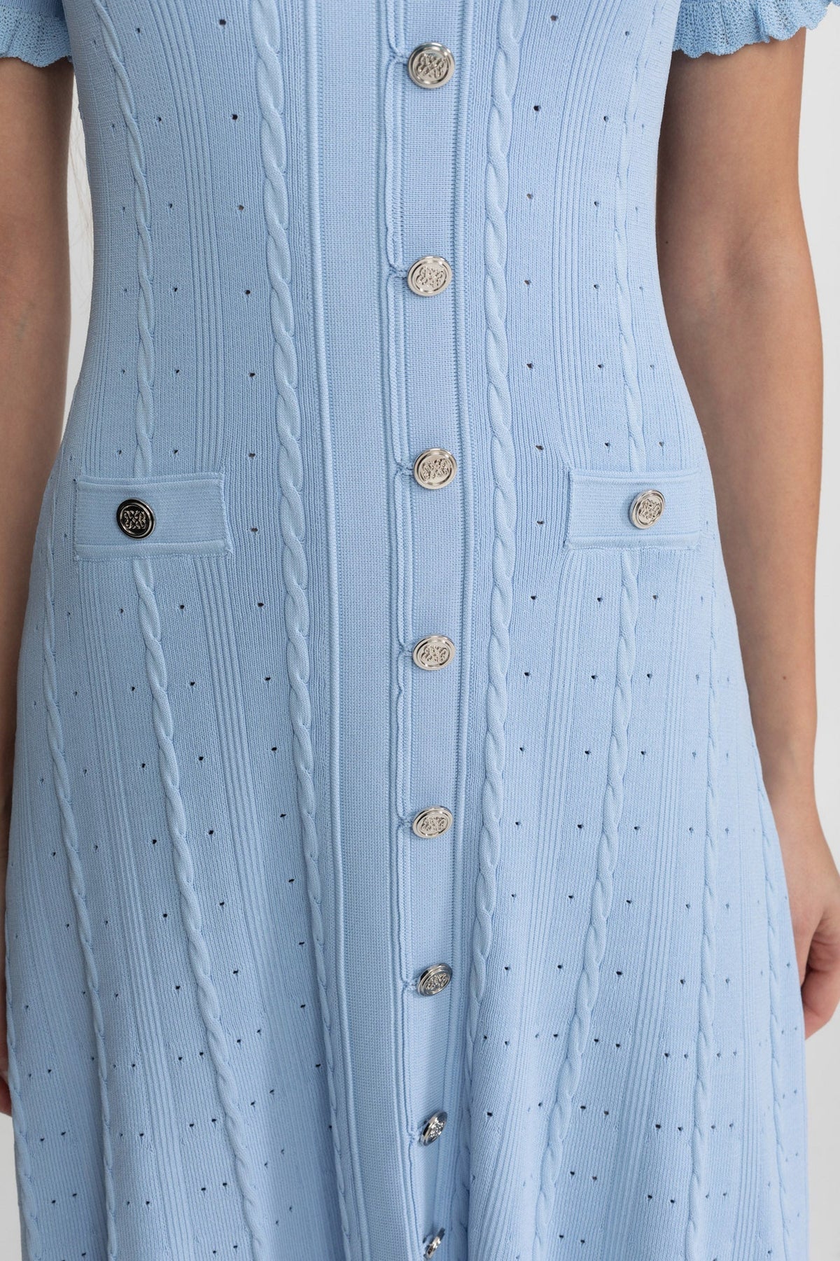 Knit Button Front Midi Dress
