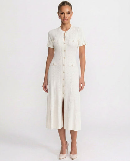 Knit Button Front Midi Dress