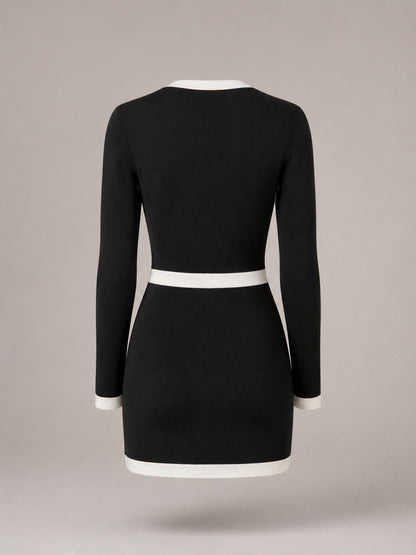 Knit Button Front Mini Dress