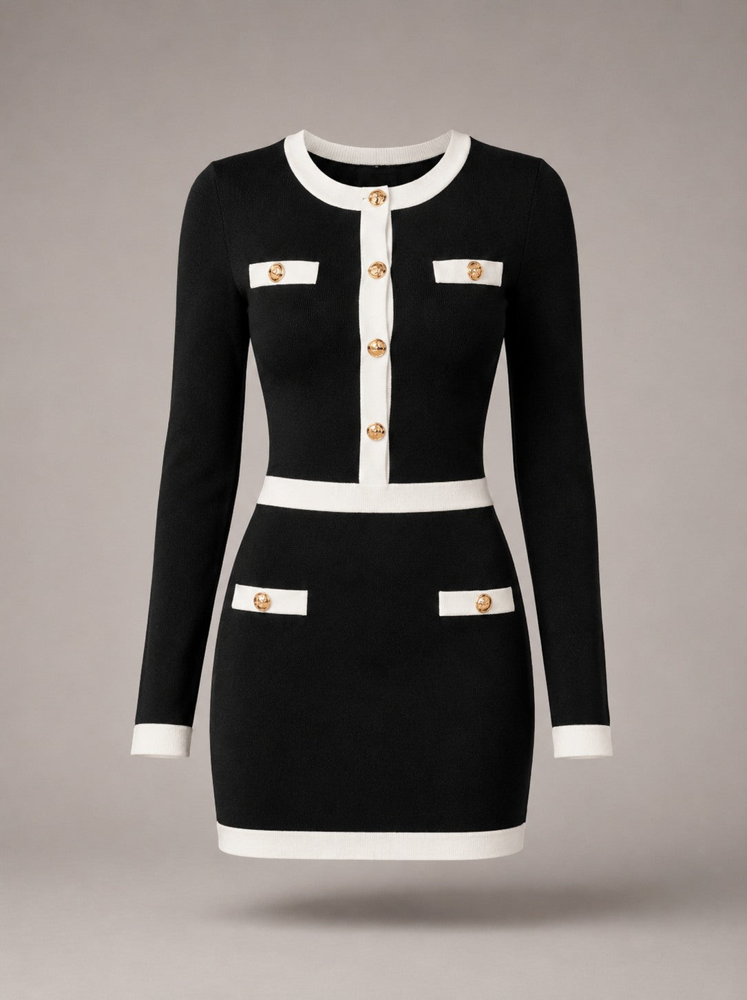 Knit Button Front Mini Dress