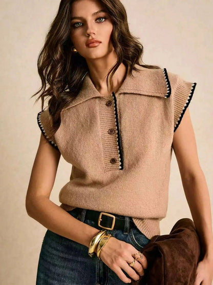 Knit Button Front Vest