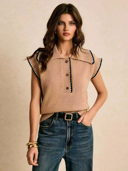 Knit Button Front Vest