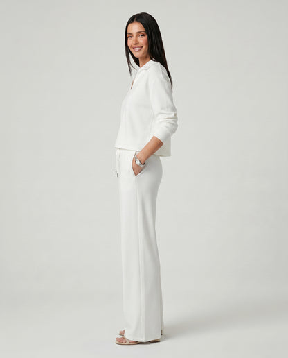 Knit Collared Wide Leg Lounge Set