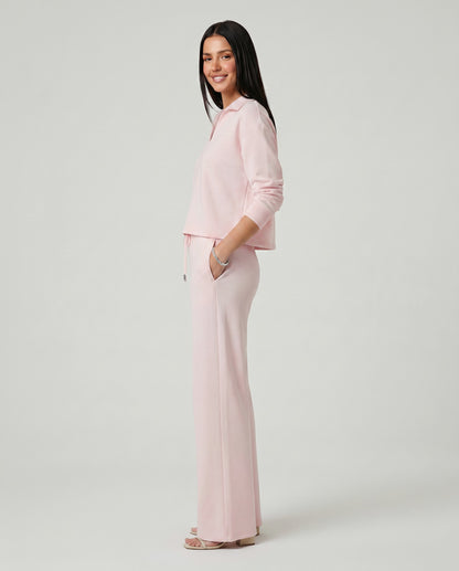Knit Collared Wide Leg Lounge Set