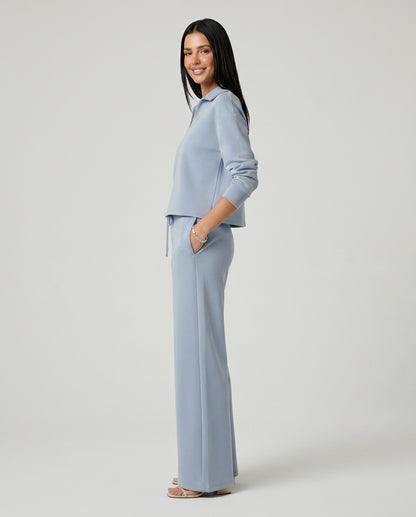 Knit Collared Wide Leg Lounge Set