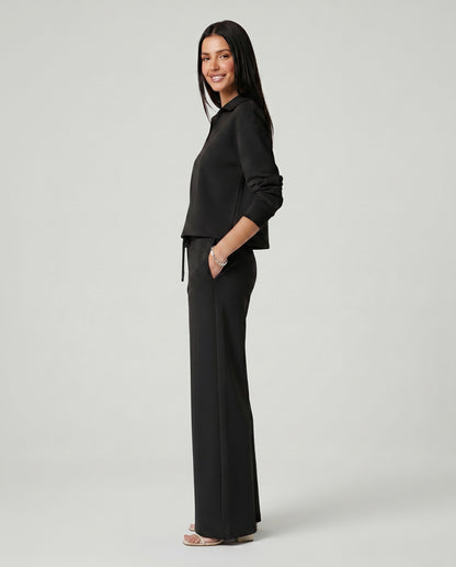 Knit Collared Wide Leg Lounge Set