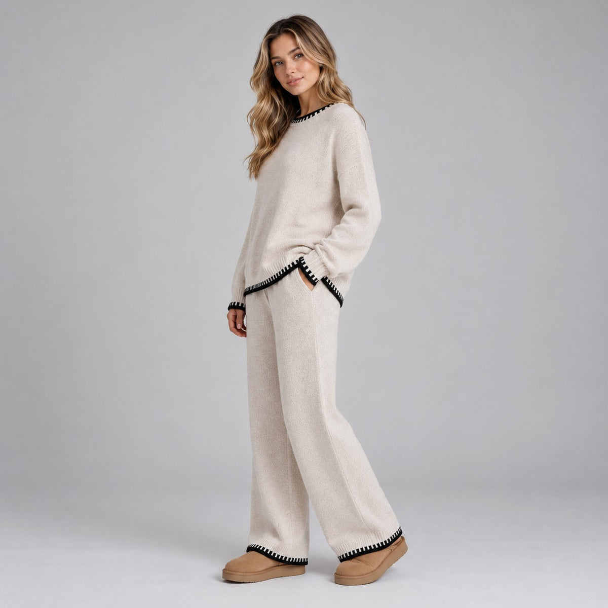 Knit Contrast Stitch Matching Set