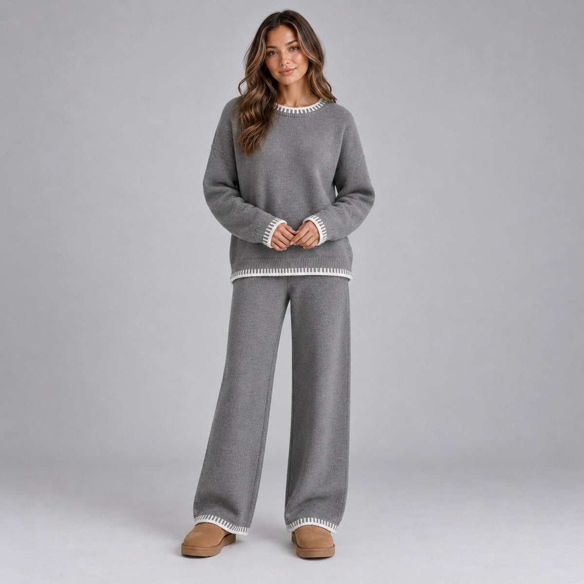 Knit Contrast Stitch Matching Set