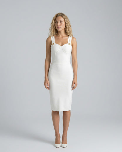 Knit Corset Sweetheart Midi Dress