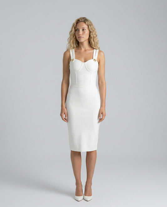 Knit Corset Sweetheart Midi Dress