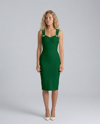 Knit Corset Sweetheart Midi Dress