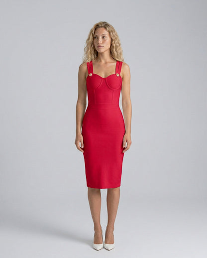 Knit Corset Sweetheart Midi Dress