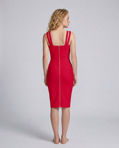 Knit Corset Sweetheart Midi Dress